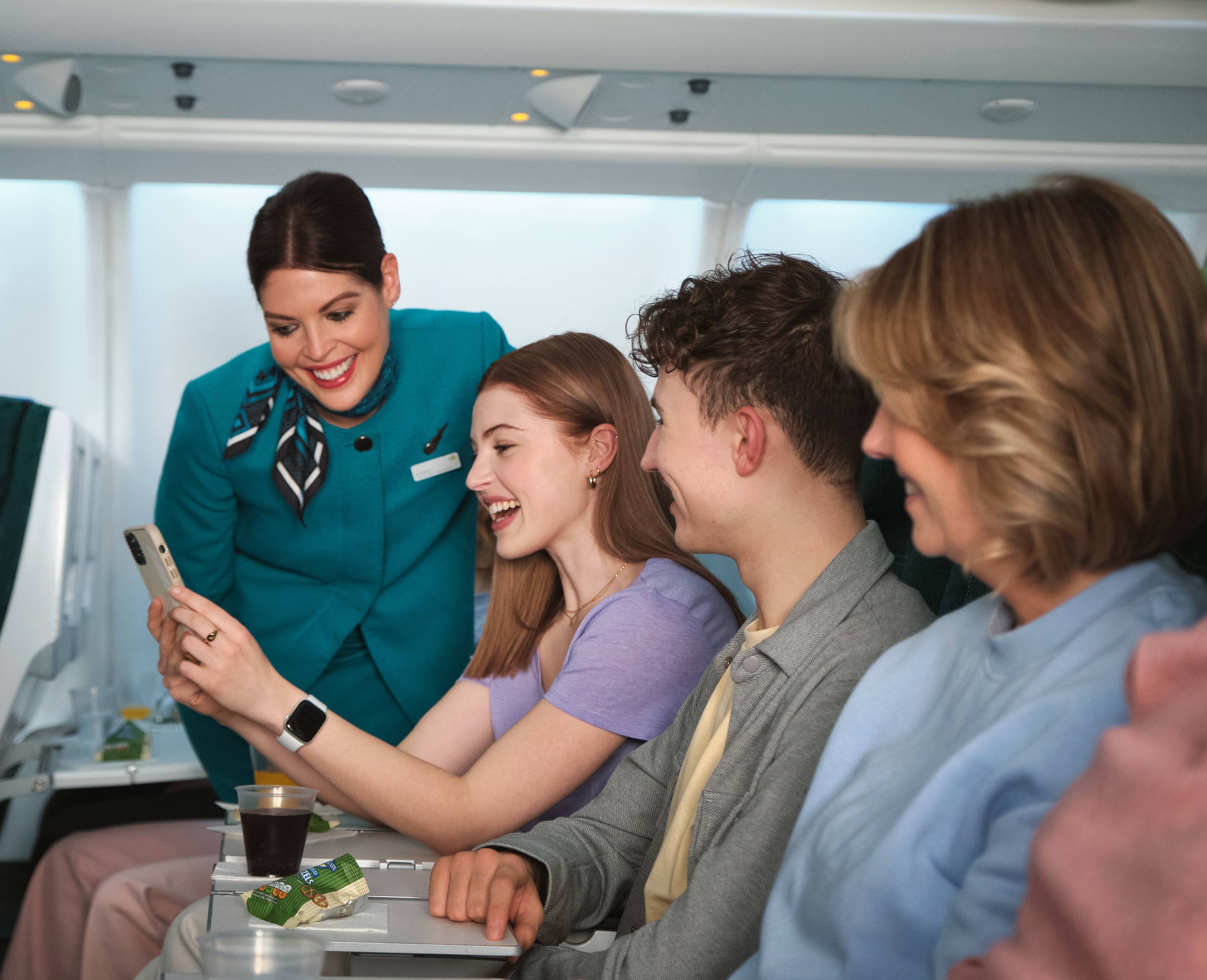 AL Economy Cabin Crew Interacting With Family